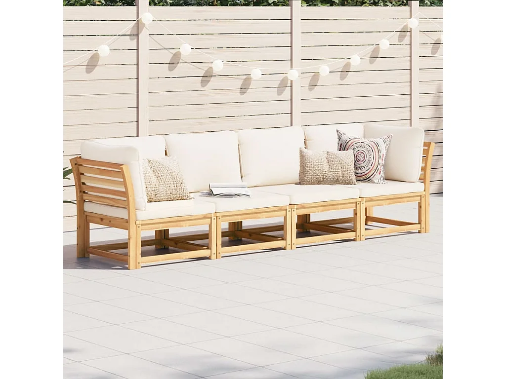 Salon de jardin 4 pcs avec coussins Bois d'acacia solide