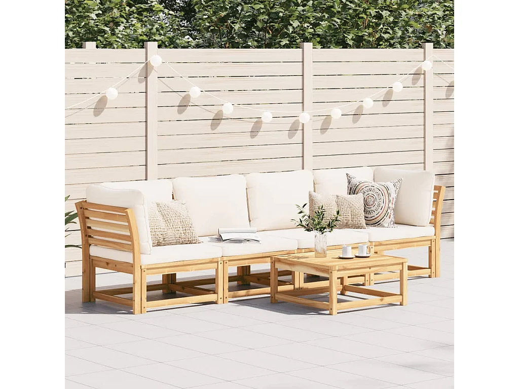 Salon de jardin 4 pcs avec coussins Bois d'acacia solide