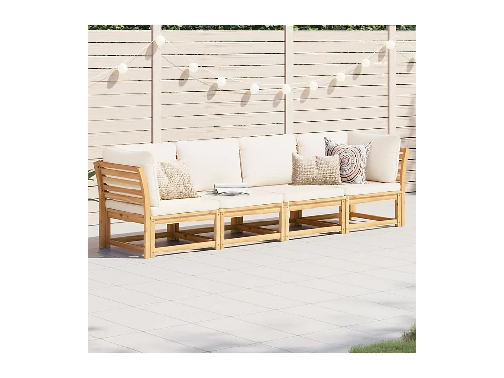 Salon de jardin 4 pcs avec coussins Bois d'acacia solide