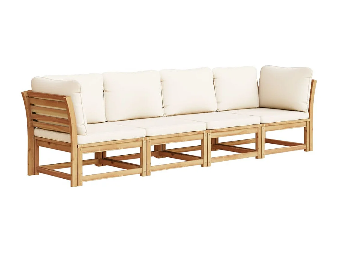 Salon de jardin 4 pcs avec coussins Bois d'acacia solide