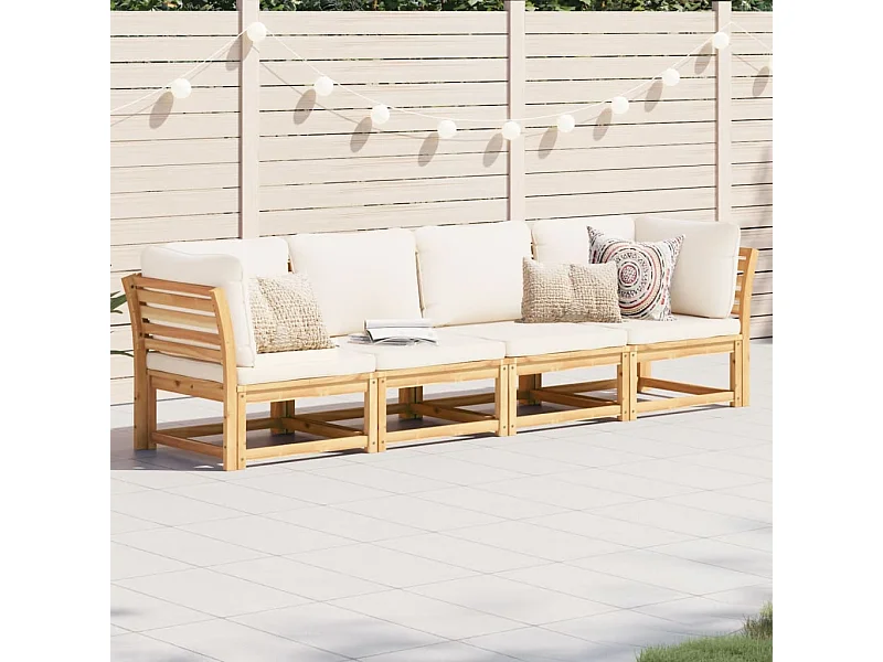 Salon de jardin 4 pcs avec coussins Bois d'acacia solide