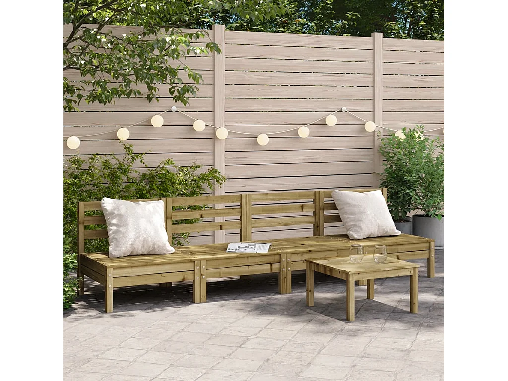 Divani da giardino senza braccioli 4 pezzi in legno di pino impregnato