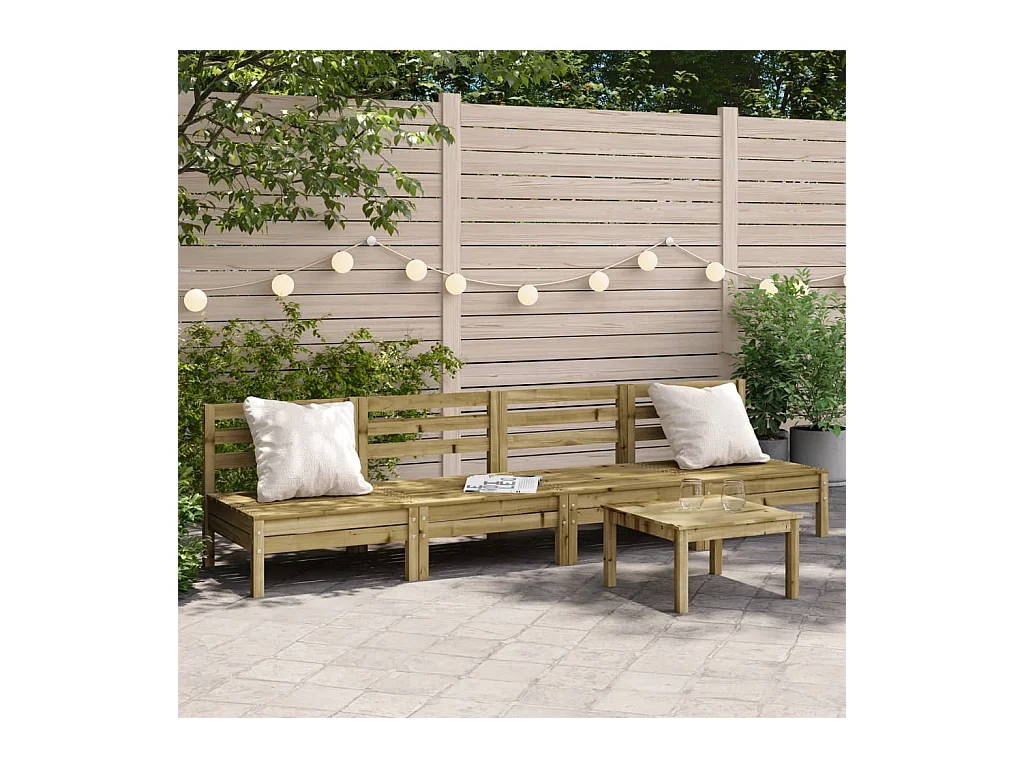Canapés de jardin sans accoudoirs 4 pcs bois pin imprégné