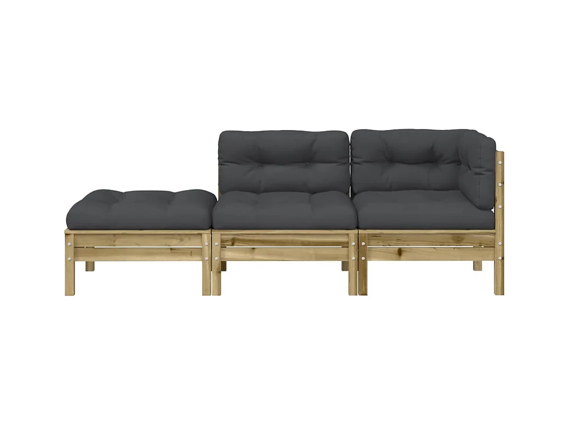 Canapé de jardin avec coussins et repose-pied 2 places