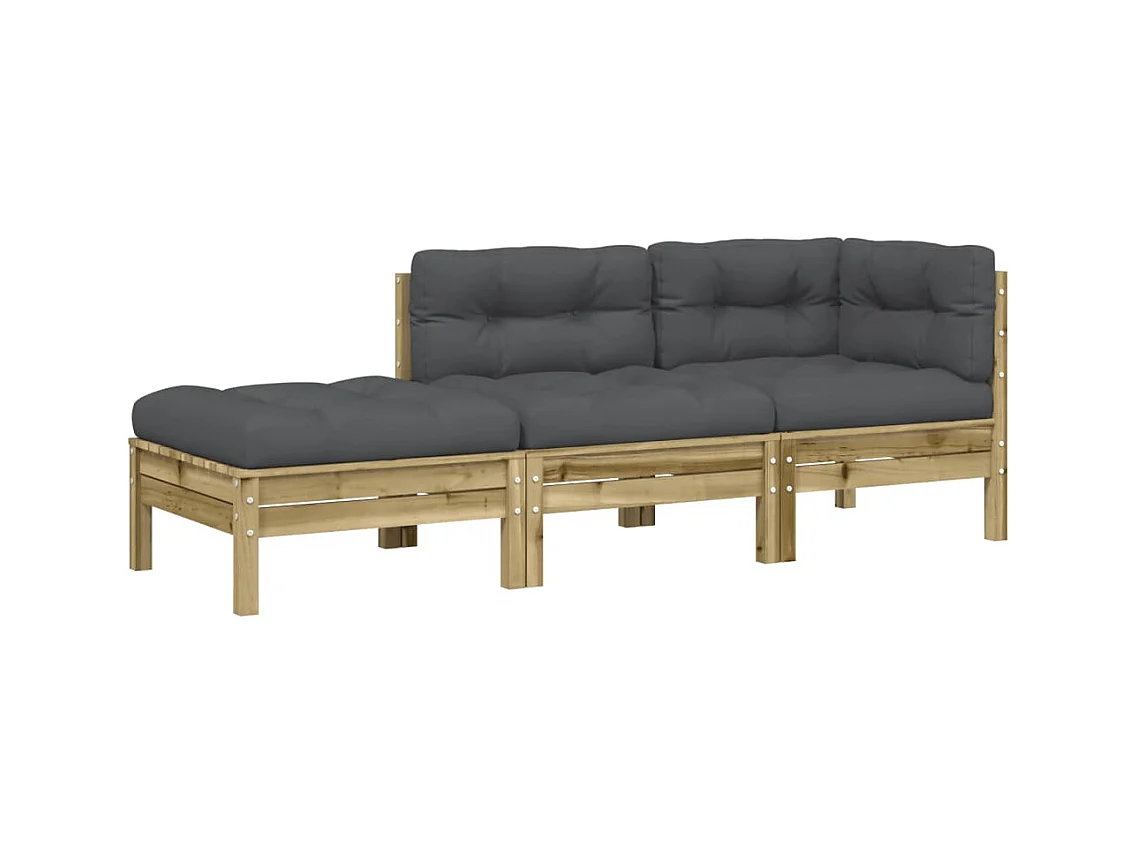 Canapé de jardin avec coussins et repose-pied 2 places