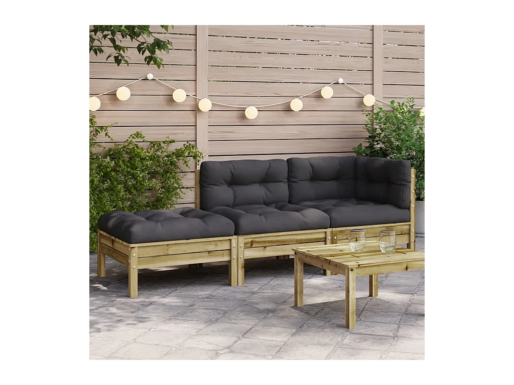 Canapé de jardin avec coussins et repose-pied 2 places