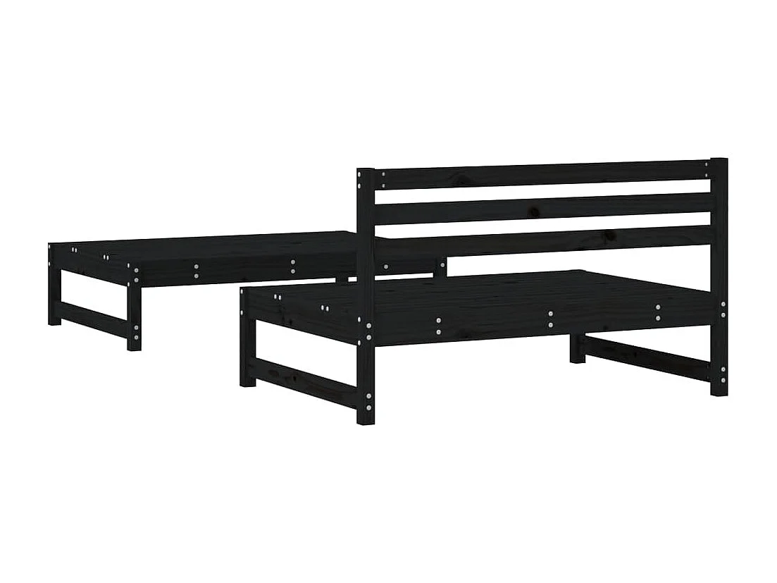 Salon de jardin 2 pcs noir bois massif de pin