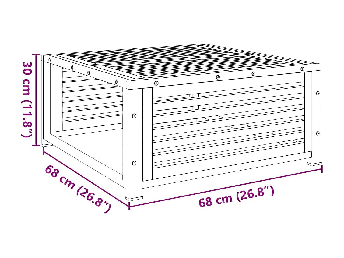 Table de jardin 68x68x30 cm bois massif d'acacia