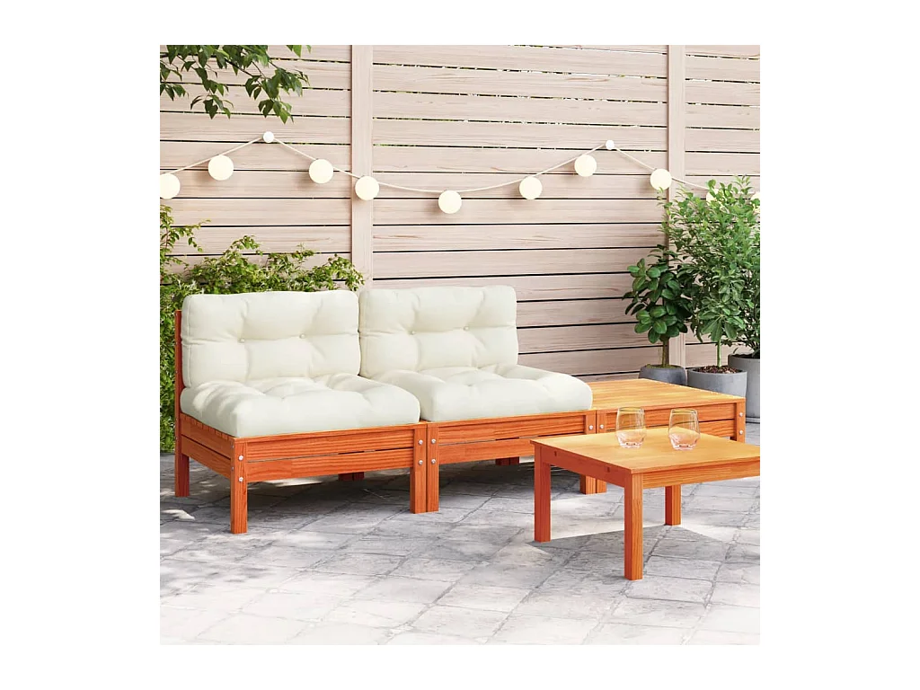 Gartensofa mit Kissen und 2-Sitzer-Fußhocker