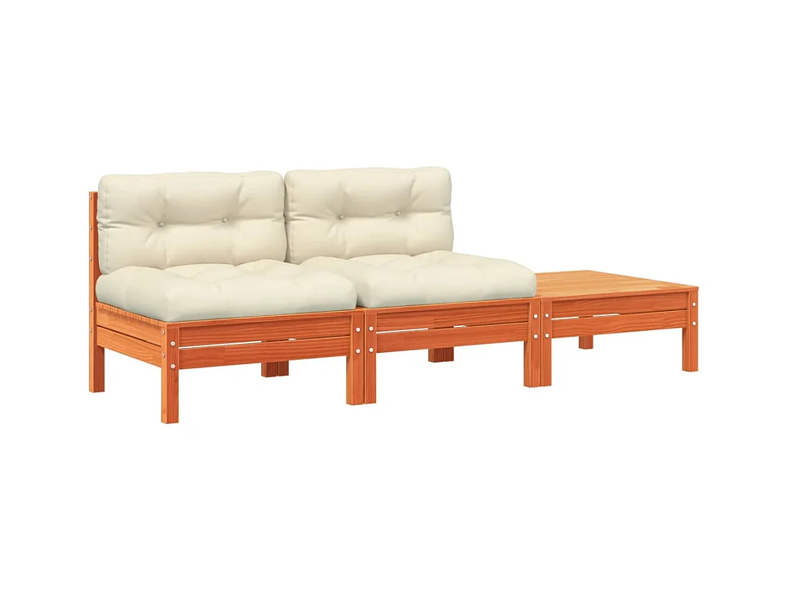 Canapé de jardin avec coussins et repose-pied 2 places