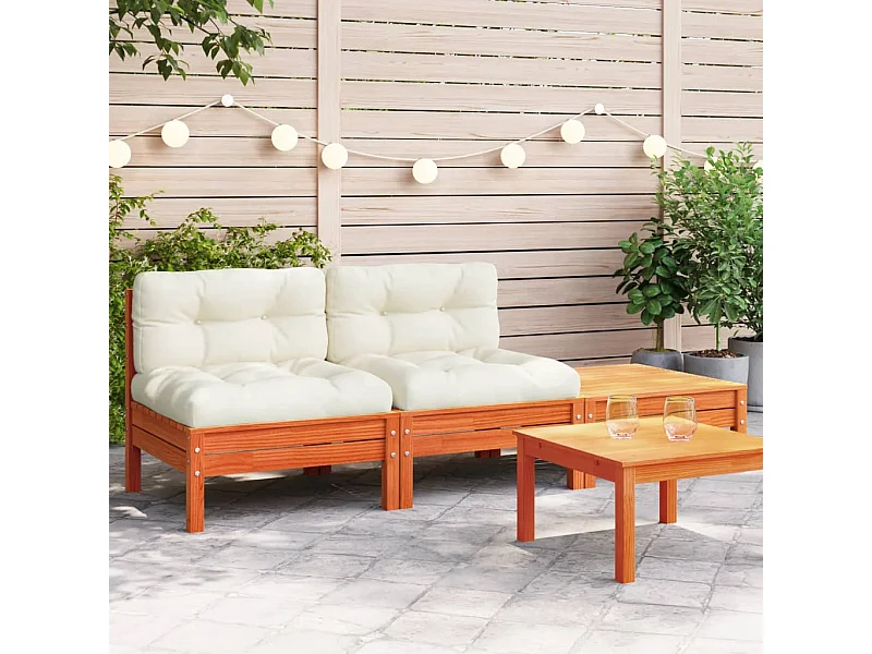 Canapé de jardin avec coussins et repose-pied 2 places