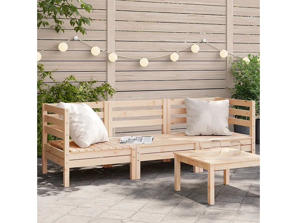3-Sitzer-Gartensofa aus massivem Kiefernholz