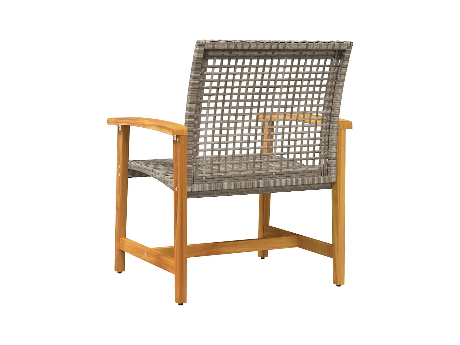 Conjunto de 2 cadeiras de jardim em resina tecida cinza e madeira de acácia