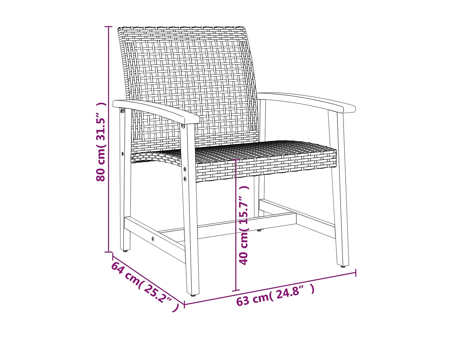 Tuinstoelen set van 2 grijs geweven hars en acaciahout