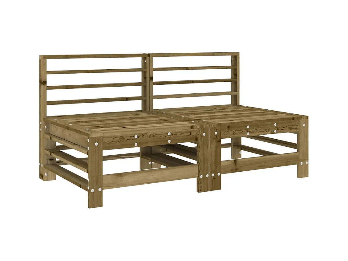 Divani da giardino centrali 2 pezzi in legno di pino impregnato