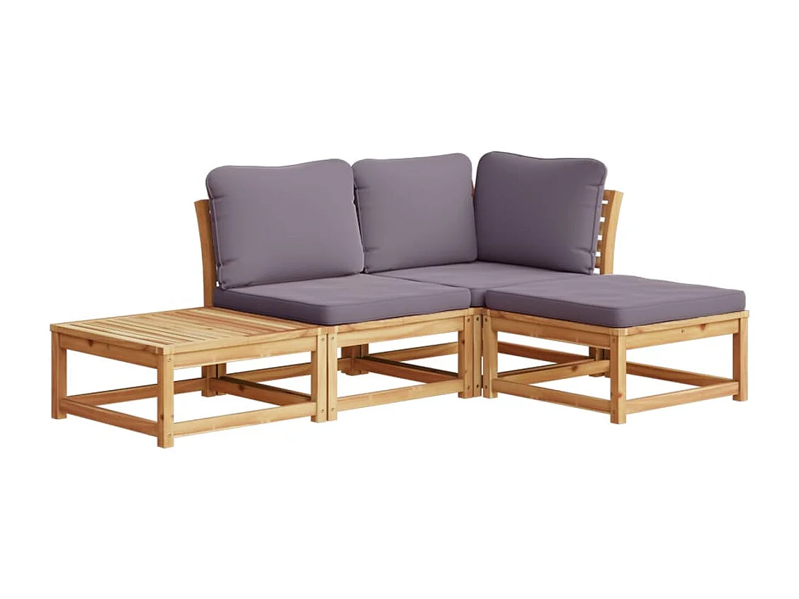 Salon de jardin 4 pcs avec coussins Bois d'acacia solide