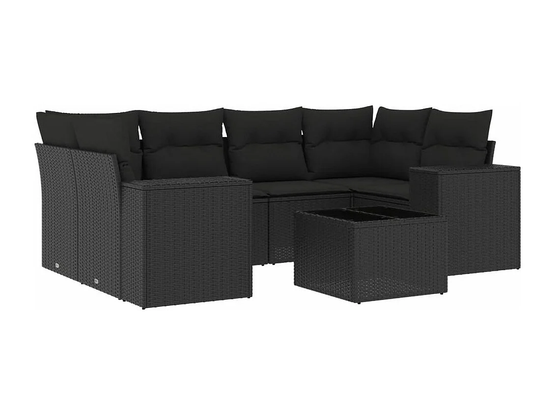 peças de móveis de jardim com almofadas de resina tecida preta