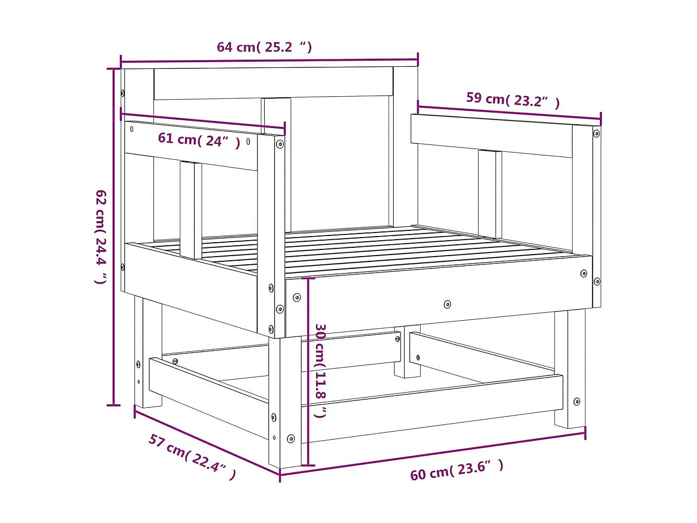 Chaises de jardin lot de 2 noir bois massif de pin