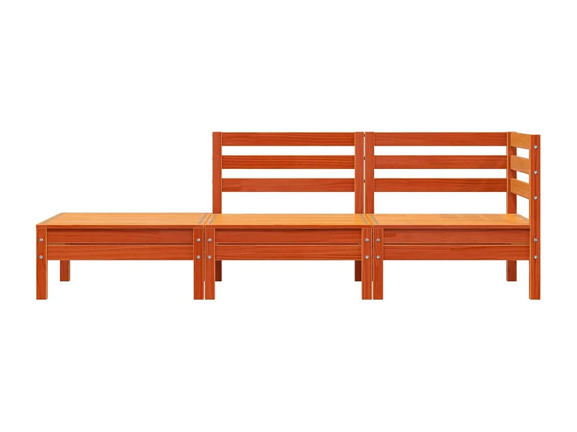 Canapé de jardin 3 places cire marron bois de pin massif