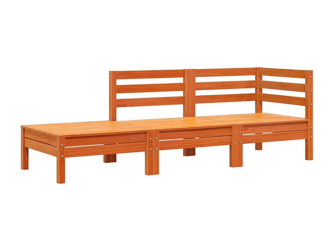 Canapé de jardin 3 places cire marron bois de pin massif