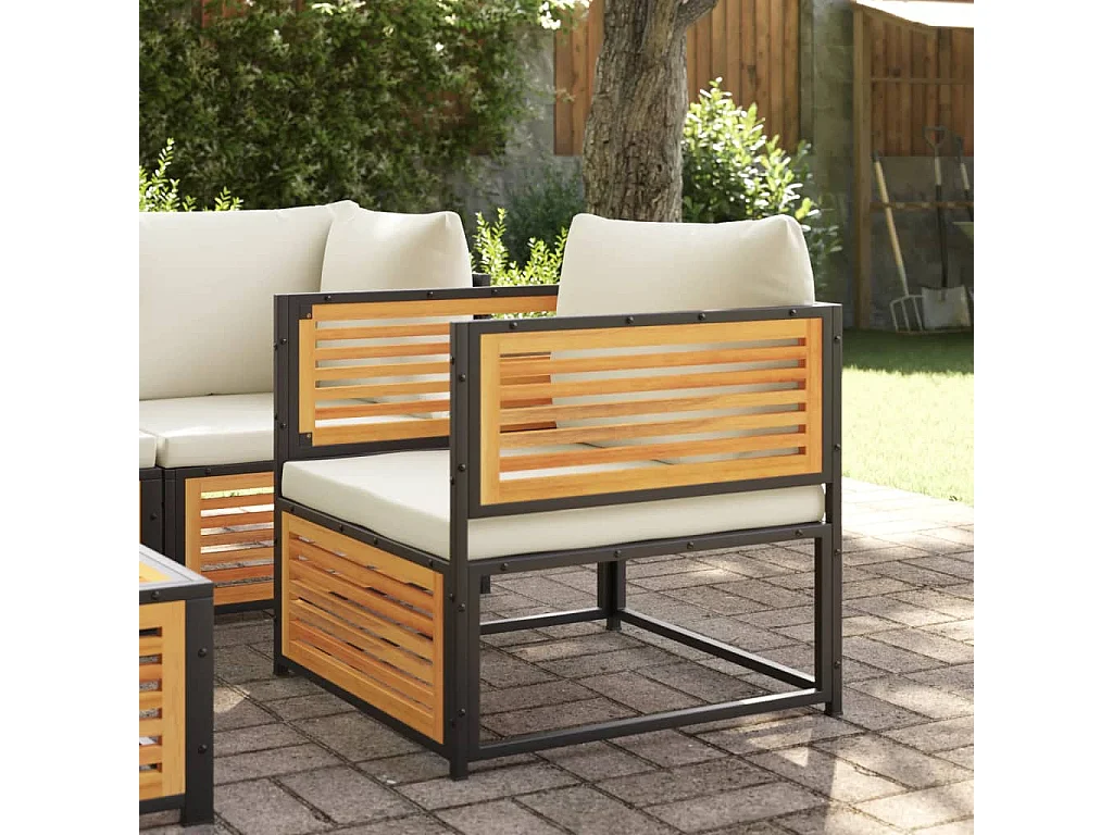 Chaise de jardin avec coussins bois massif d'acacia