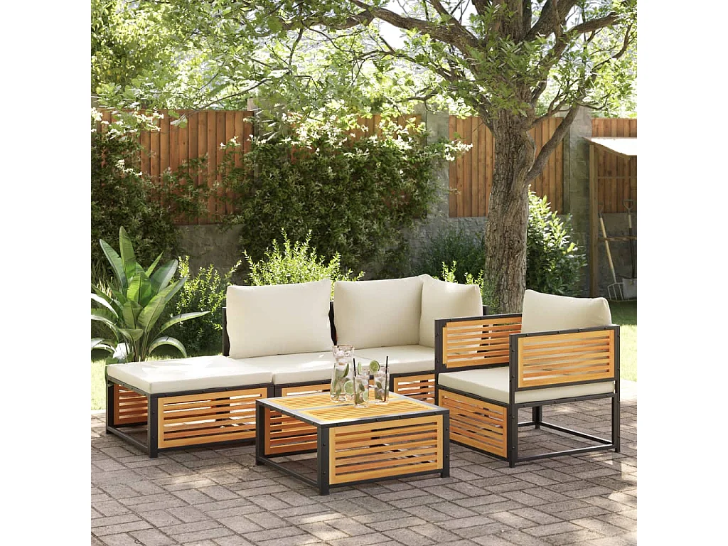 Chaise de jardin avec coussins bois massif d'acacia