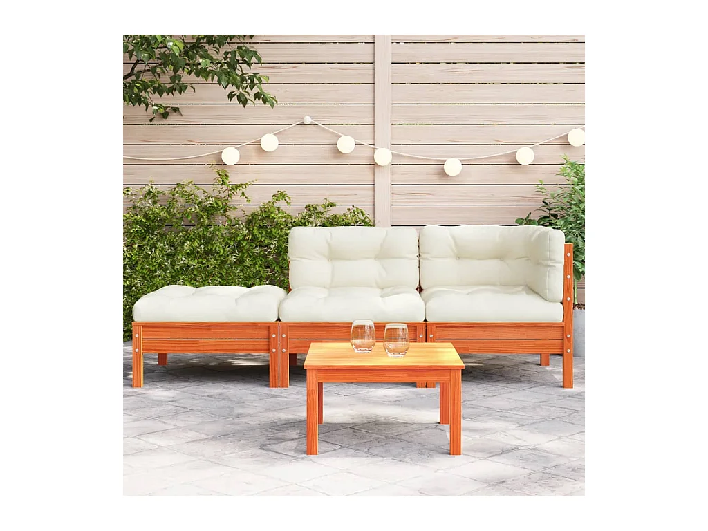 Canapé de jardin avec coussins et repose-pied 2 places