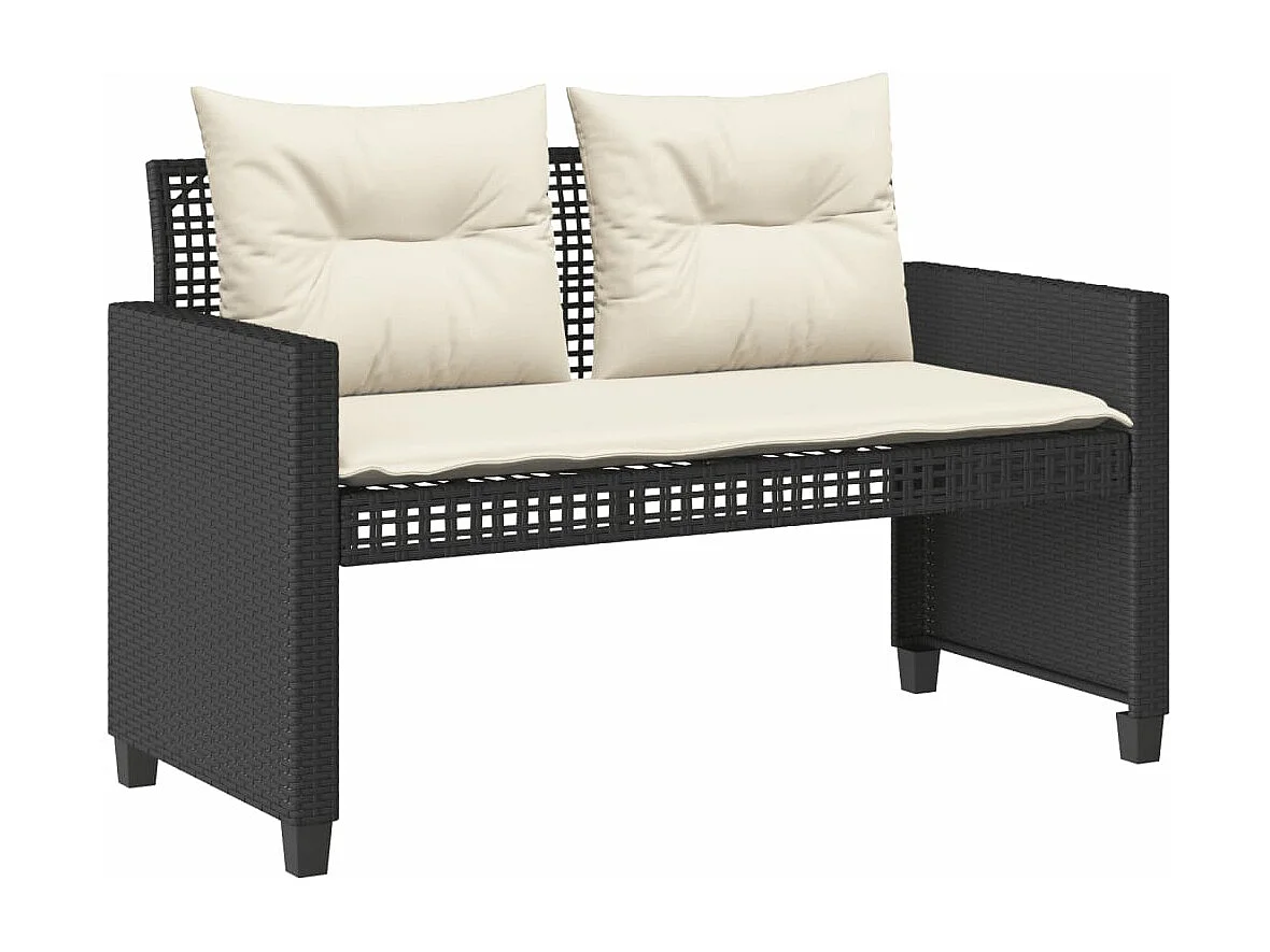 Mobile da giardino con cuscini 4 pezzi in vetro resina intrecciata nera