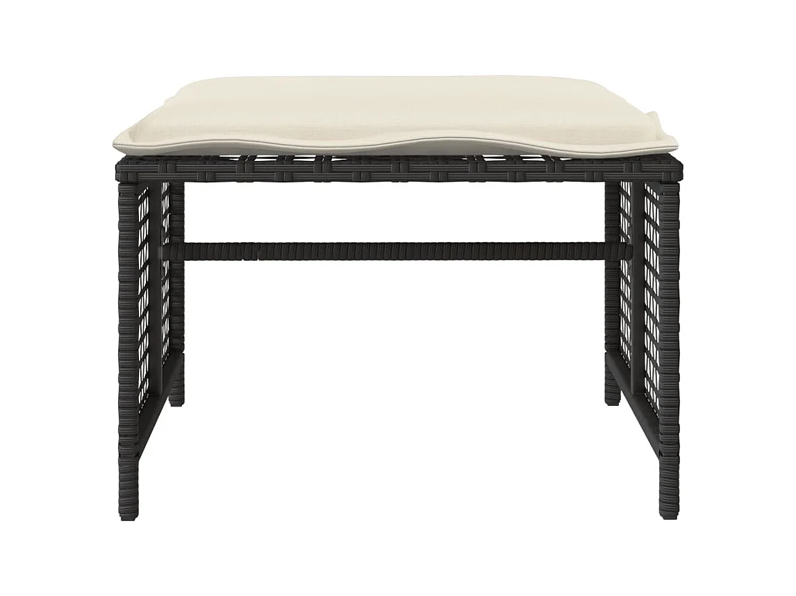 Mobile da giardino con cuscini 4 pezzi in vetro resina intrecciata nera