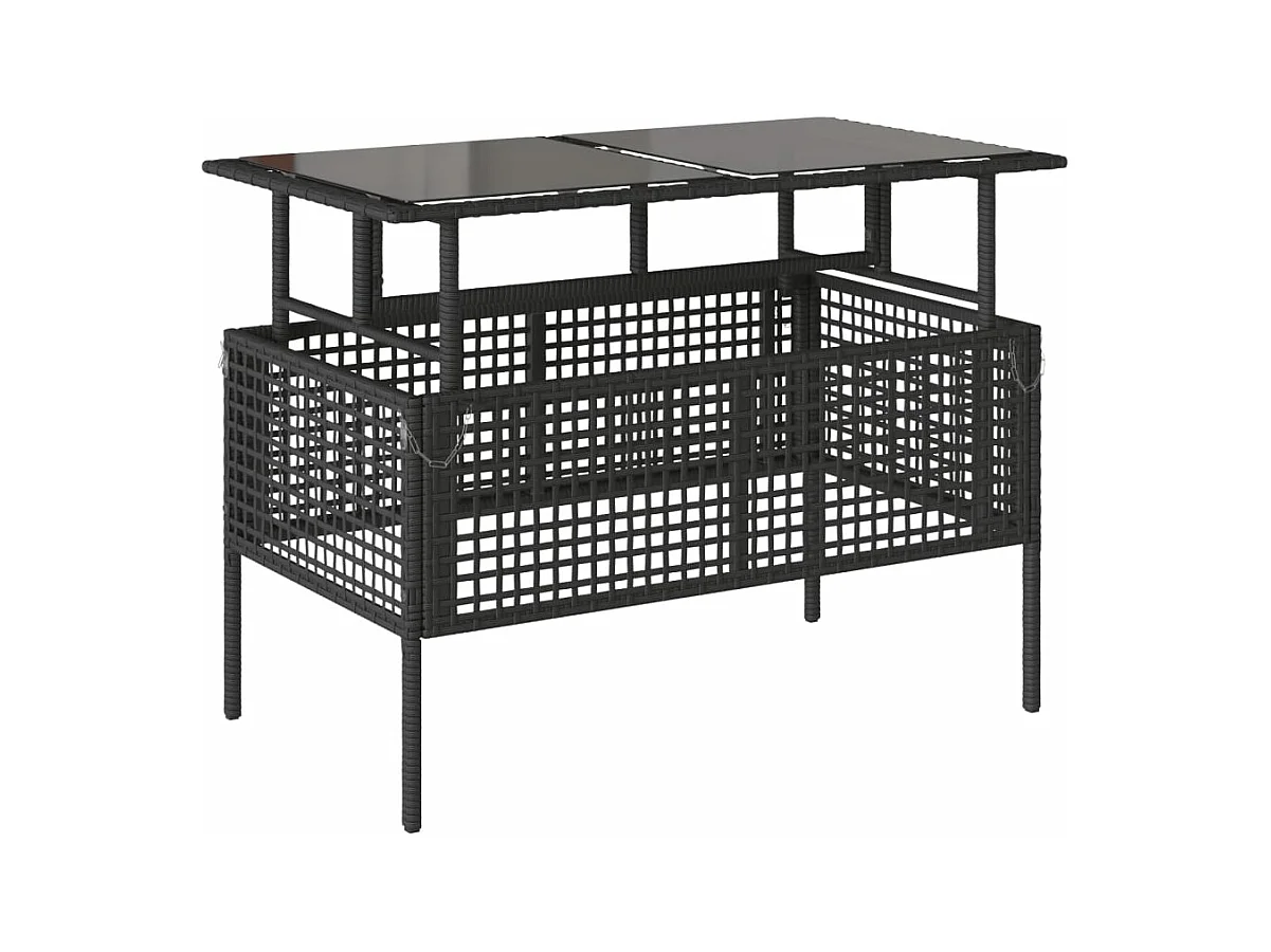 Mobile da giardino con cuscini 4 pezzi in vetro resina intrecciata nera