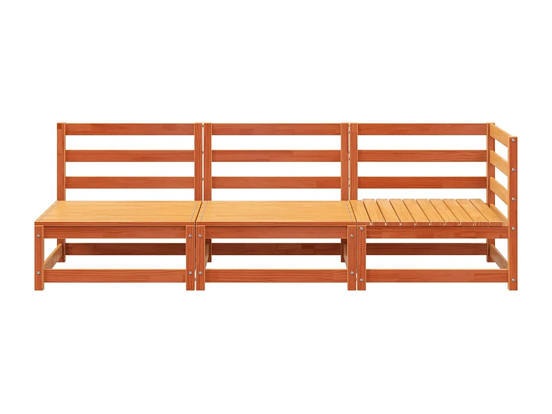 Canapé de jardin 3 places cire marron bois de pin massif