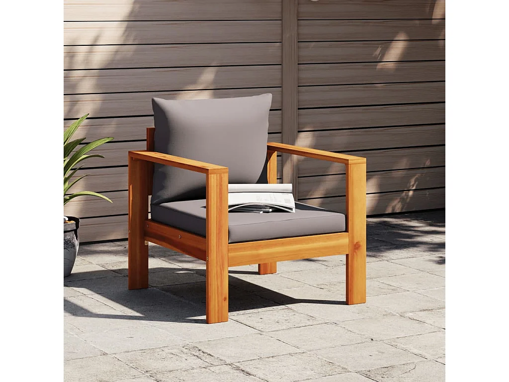 Chaise de jardin avec coussins bois massif d'acacia