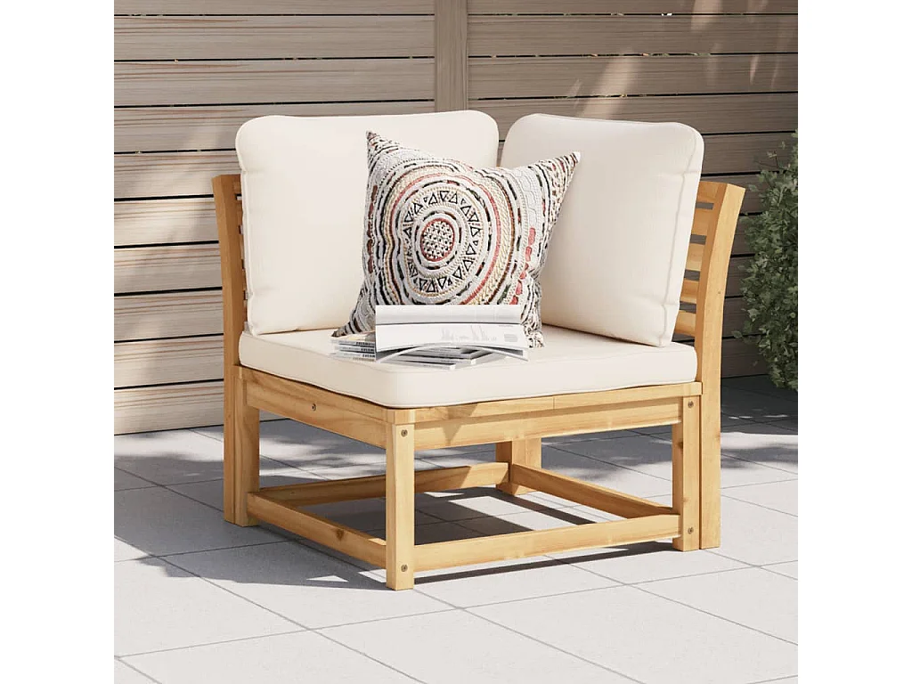 Almofadas para sofá de canto de jardim 73x73x65cm madeira de acácia maciça