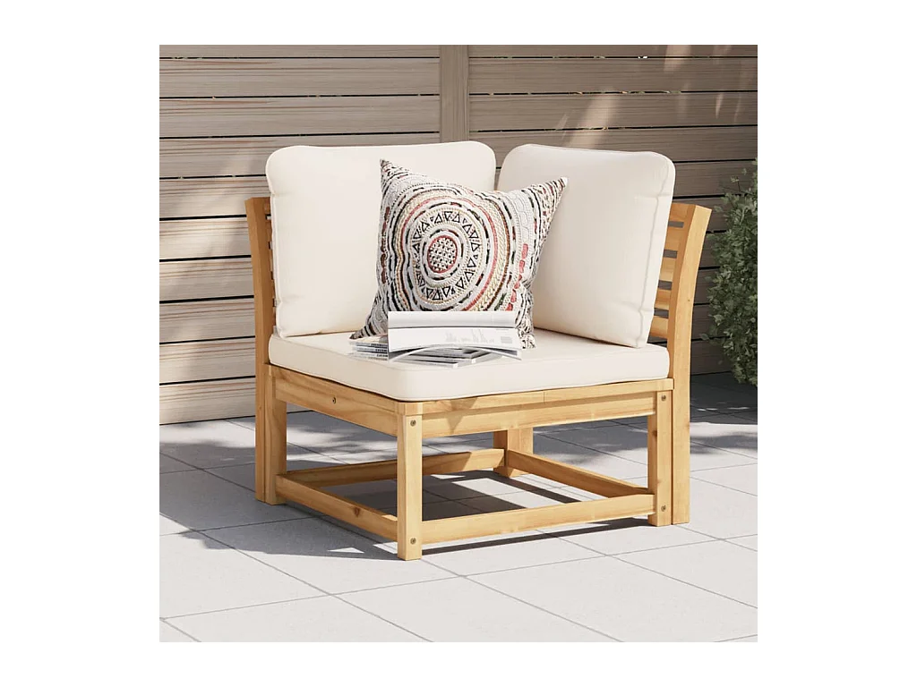 Canapé d'angle de jardin coussins 73x73x65cm bois massif acacia