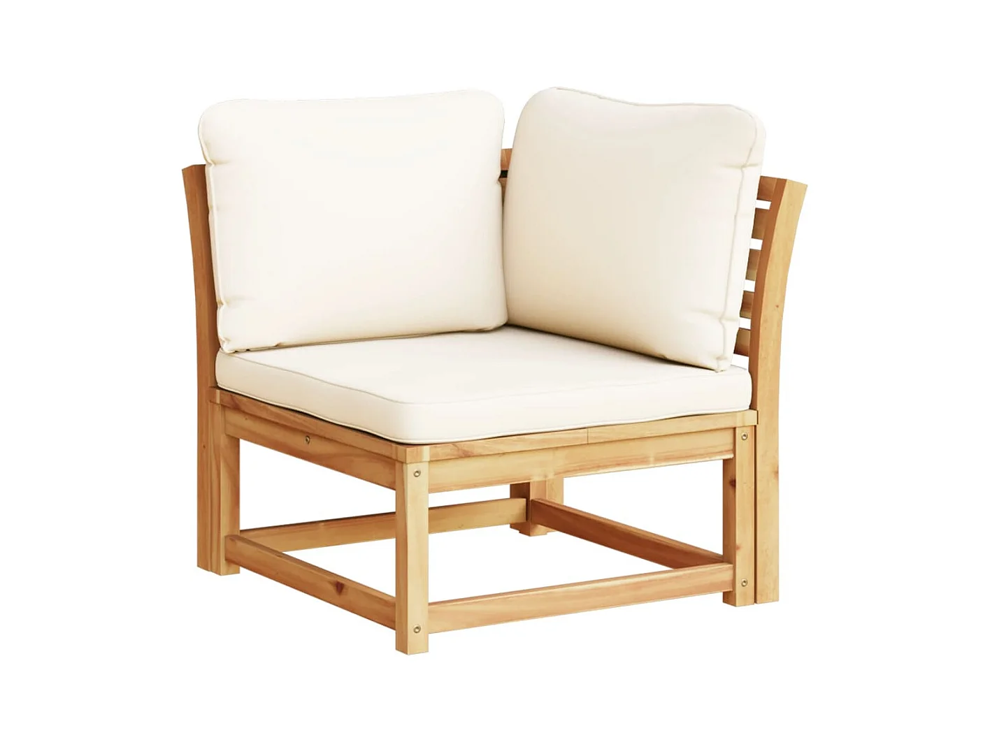 Canapé d'angle de jardin coussins 73x73x65cm bois massif acacia