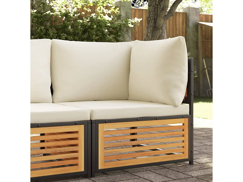 Garten-Ecksofa mit Kissen aus massivem Akazienholz