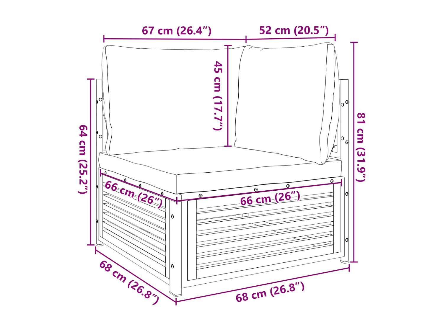 Garten-Ecksofa mit Kissen aus massivem Akazienholz