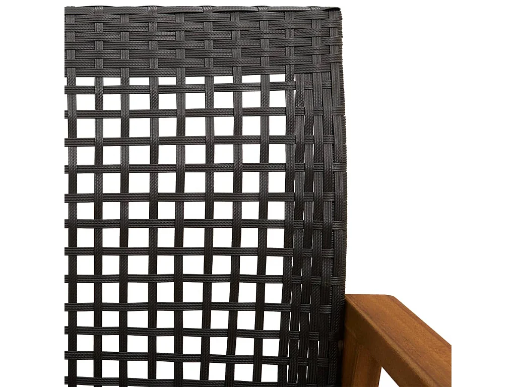 Mobili da giardino 5 pezzi in resina nera intrecciata e legno di acacia