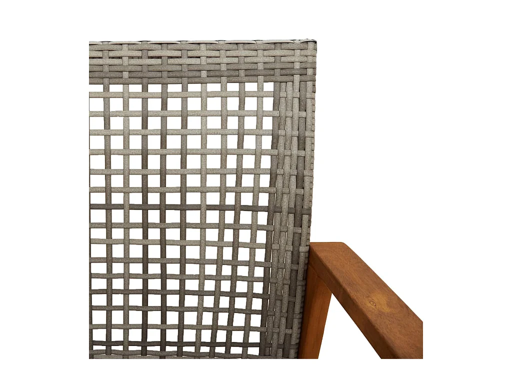 3-delige bistroset van grijs geweven hars en acaciahout