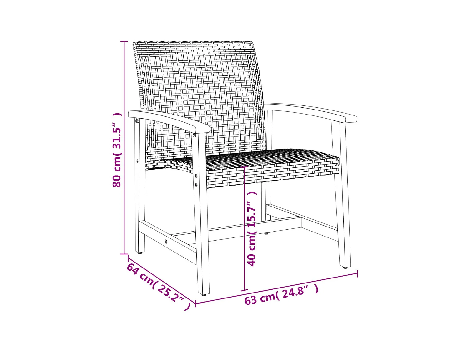 3-delige bistroset van grijs geweven hars en acaciahout