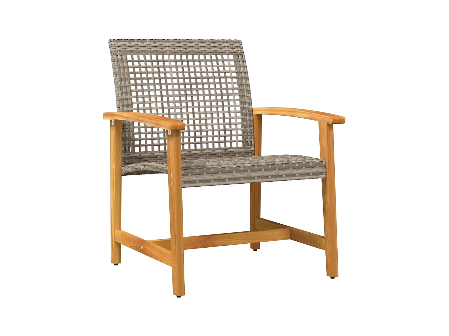 3-delige bistroset van grijs geweven hars en acaciahout