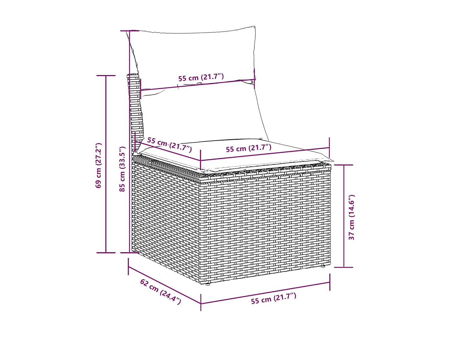Mobili da giardino 8 pezzi con cuscini in resina intrecciata grigio chiaro