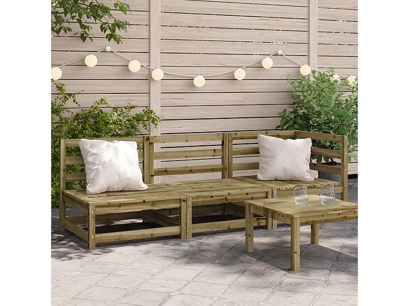 Canapé de jardin 3 places bois de pin imprégné