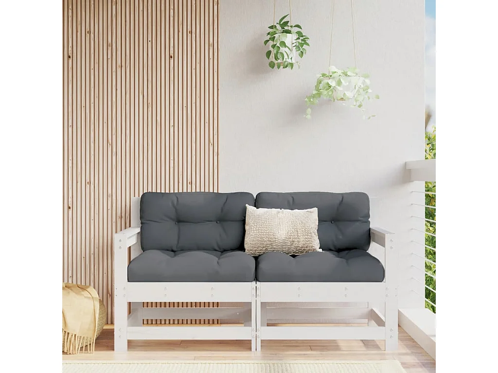Garten-Ecksofas, 2 Stück, weißes, massives Kiefernholz