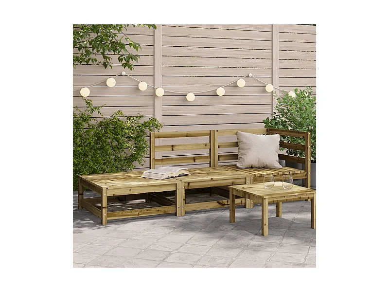 Canapé de jardin et repose-pieds 2 places bois de pin imprégné