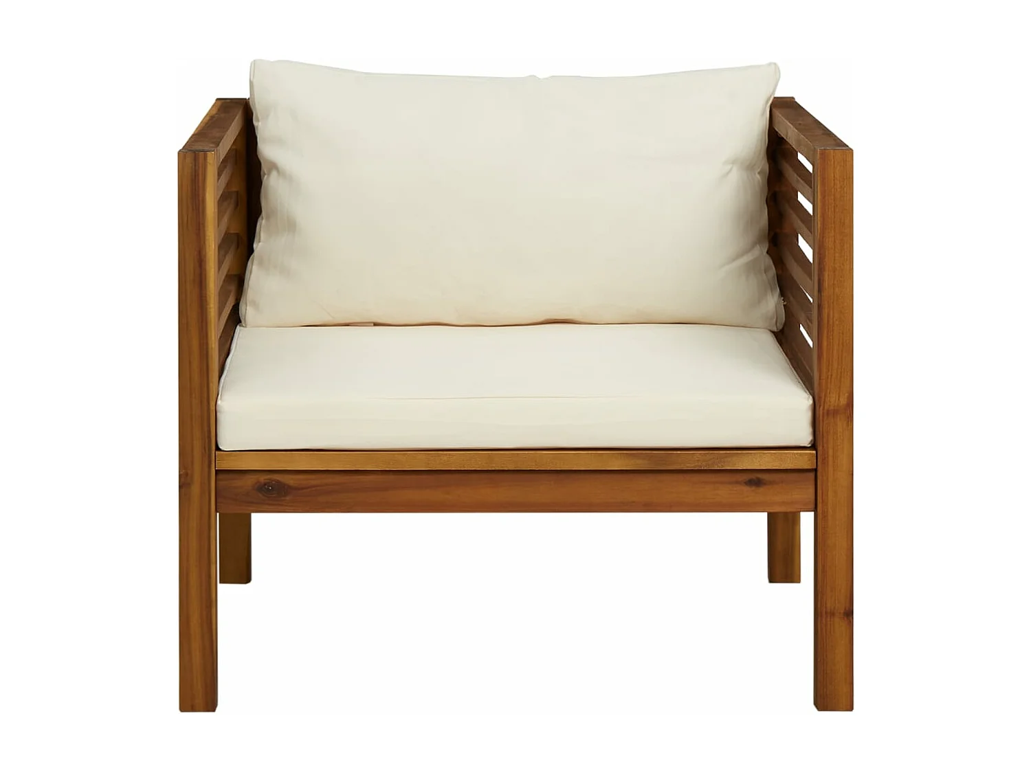 Silla de jardín con cojines blanco crema Madera maciza de acacia