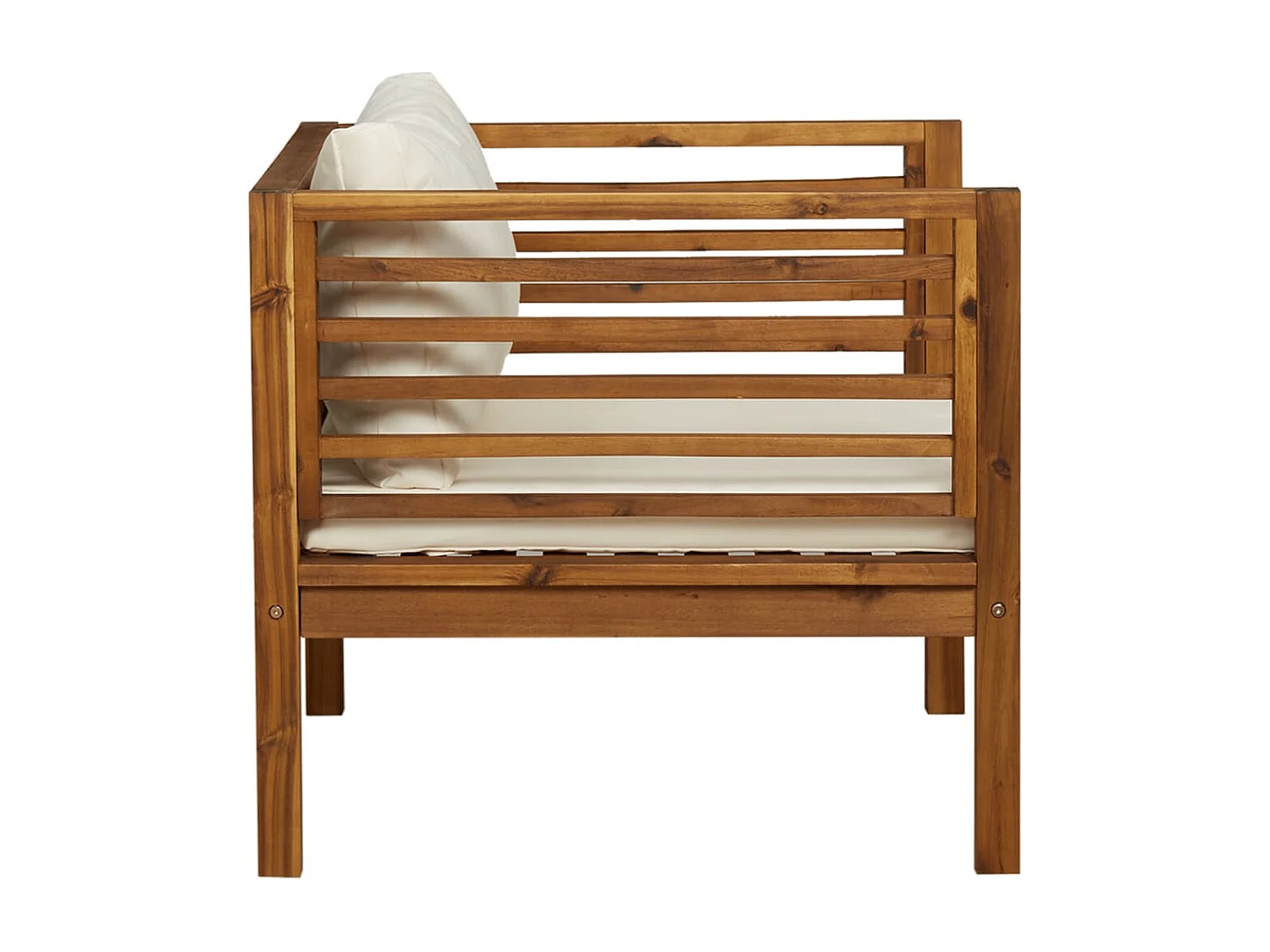 Silla de jardín con cojines blanco crema Madera maciza de acacia