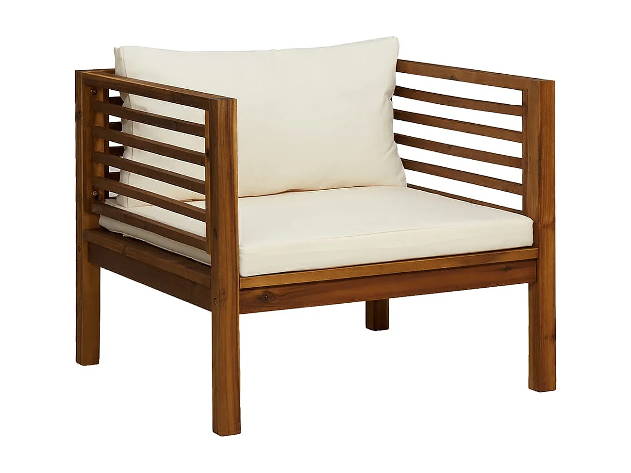 Cadeira de jardim com almofadas branco creme Madeira maciça de acácia