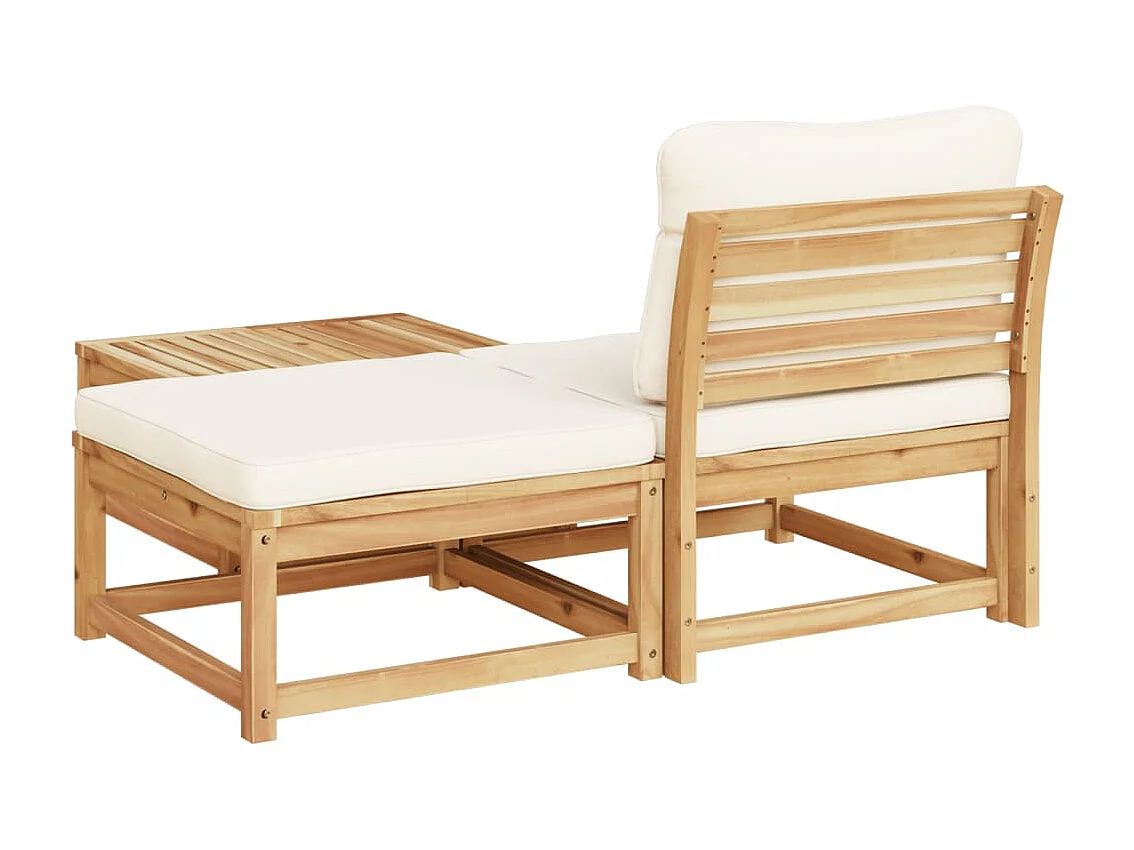 Salon de jardin 3 pcs avec coussins bois massif d'acacia