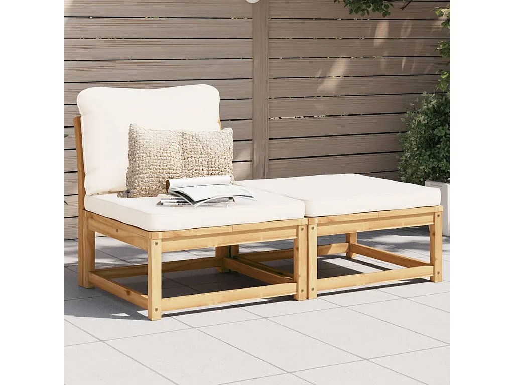 Salon de jardin 3 pcs avec coussins bois massif d'acacia